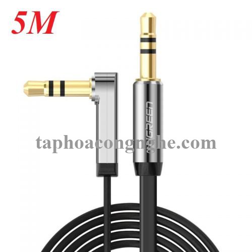 Ugreen 10729 5M màu Đen Cáp âm thanh 2 đầu 3.5mm dương đầu vuông góc mạ vàng AV119 30010729